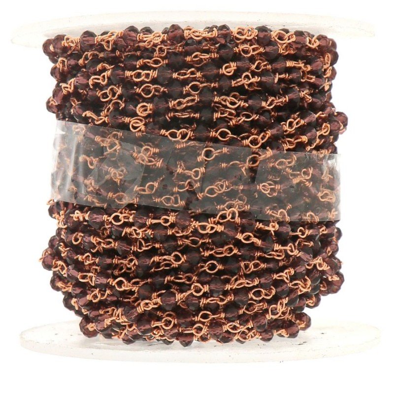 Rosario catena rosato mezzi cristalli viola tondo sfaccettati 3-4mm 1Metro