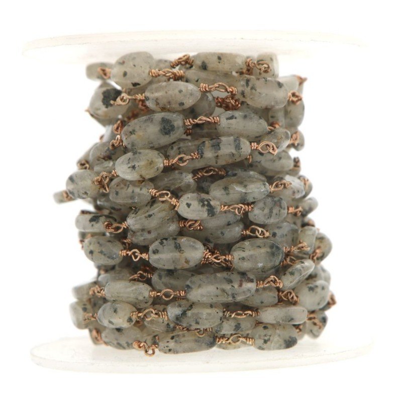 Rosario catena rosato moss rutile naturale ovale liscio 1Metro