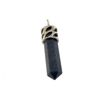 Ciondolo in Ottone Argentato di Lapis Lazuli Naturale Sfaccettato a Forma di Matita, Chakra, Cristallo Terapie 1pz