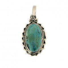 Ciondolo Di Argento 925 con Turchese Forma Ovale Stile Etnico