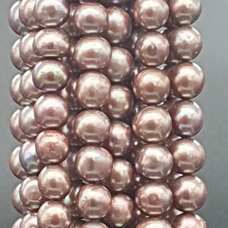 Perle di fiume tondo 6-6.5mm rosa caffe