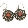 Orecchini Di Argento 925 con Zircone Arancio e Bianco Sfaccettato a Monachella Stile Etnico