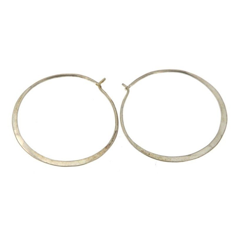 Orecchini Di Ottone argentato cerchietti piatti - Modello A62 47mm