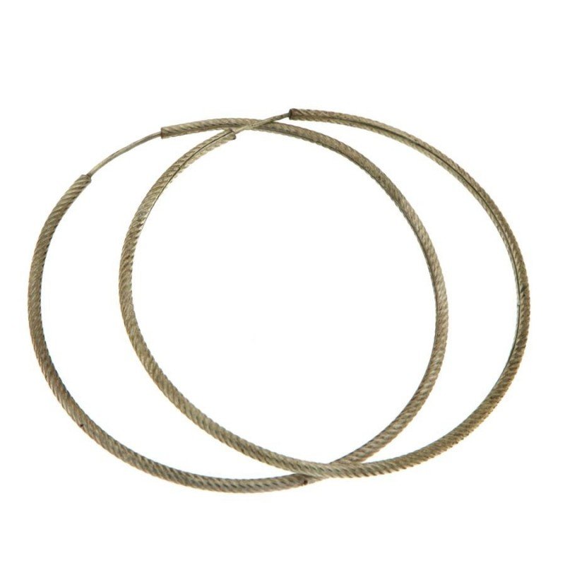 Orecchini Di Ottone argentato intrecciato cerchietti - Modello A56 65mm