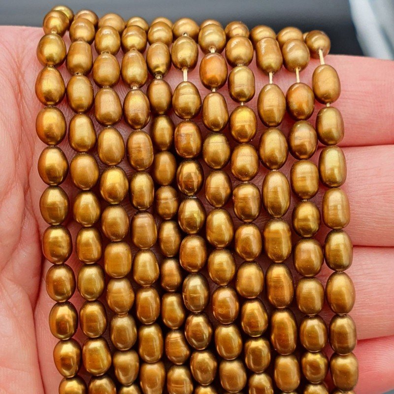 Perle di fiume sabbia ovale foro passante