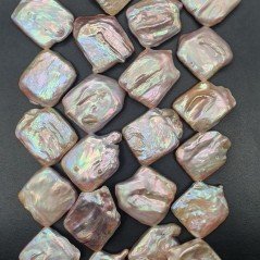 Perle di fiume barocchi rosa rettangolari irregolari foro diagonale