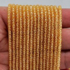 Zircone Giallo in Perline Forma Rondelle Sfaccettato a Mano Foro Passante 03mm 1pz