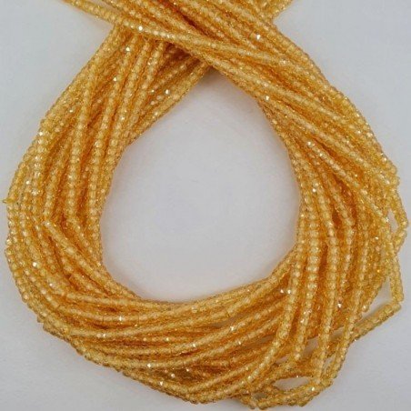 Zircone Giallo in Perline Forma Rondelle Sfaccettato a Mano Foro Passante 03mm 1pz