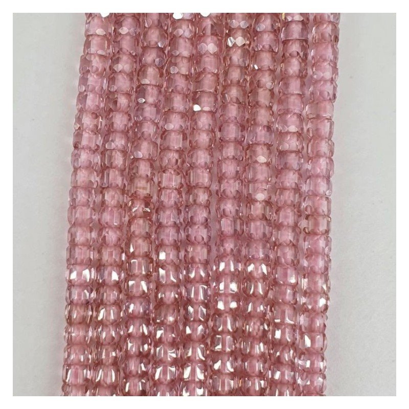 Zircone Rosa in Perline Forma Rondelle Sfaccettato a Mano Foro Passante 03mm
