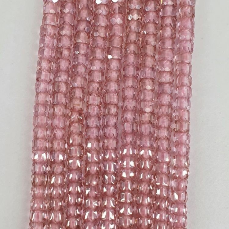 Zircone Rosa in Perline Forma Rondelle Sfaccettato a Mano Foro Passante 03mm