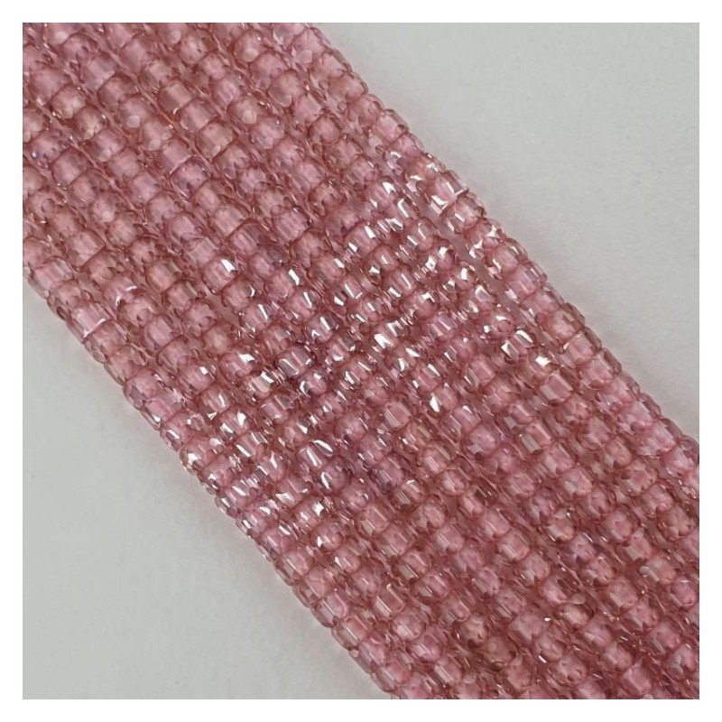 Zircone Rosa in Perline Forma Rondelle Sfaccettato a Mano Foro Passante 03mm
