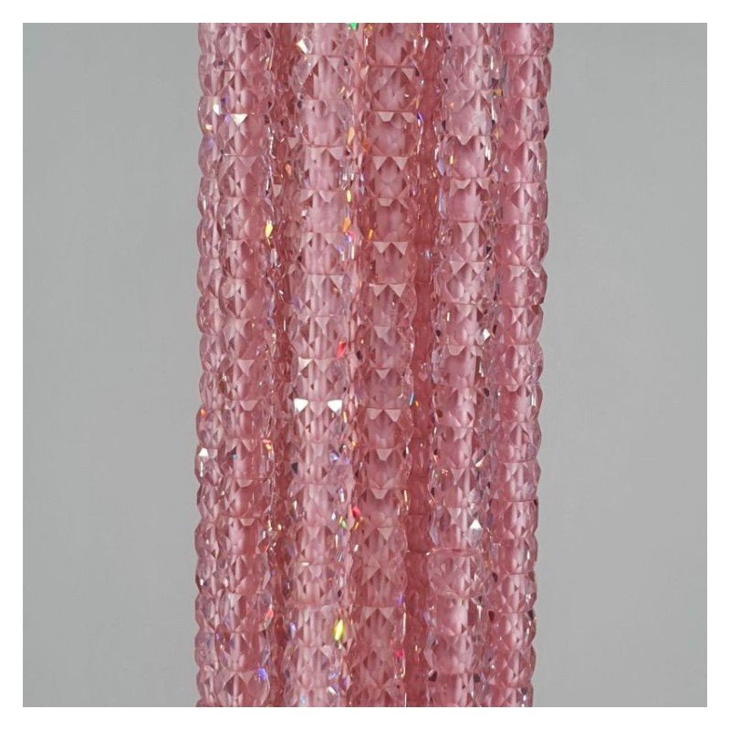 Zircone Rosa in Perline Forma Rondelle Sfaccettato a Mano Foro Passante 03mm