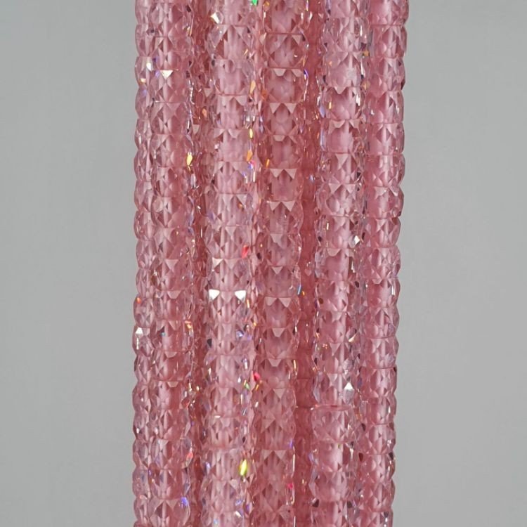 Zircone Rosa in Perline Forma Rondelle Sfaccettato a Mano Foro Passante 03mm