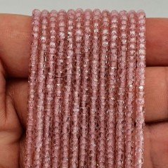 Zircone Rosa in Perline Forma Rondelle Sfaccettato a Mano Foro Passante 03mm