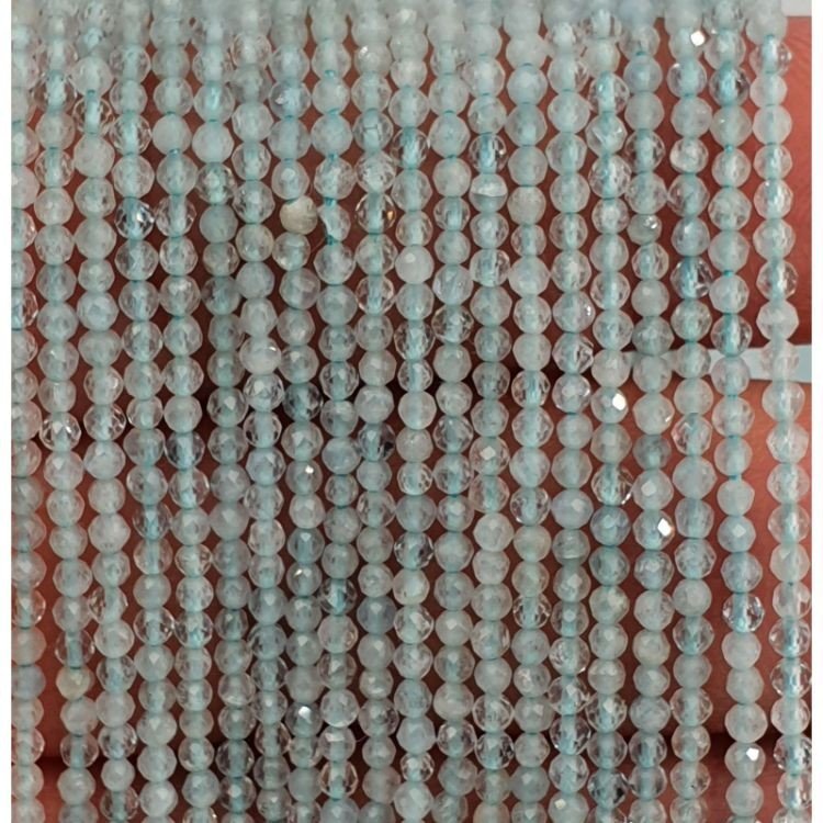 Acquamarina Naturale Forma Tondo Taglia Diamante, Micro Sfaccettato Machine Cut 02mm