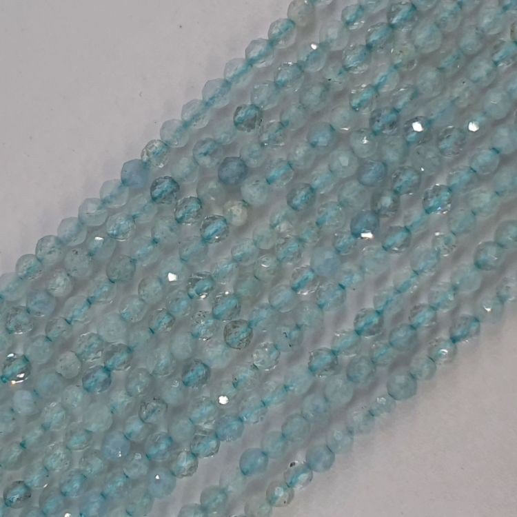 Acquamarina Naturale Forma Tondo Taglia Diamante, Micro Sfaccettato Machine Cut 02mm