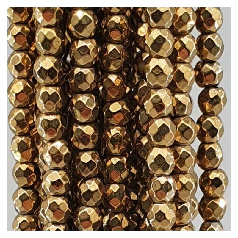 Ematite Dorato Perline Forma Tondo Sfaccettato 02mm