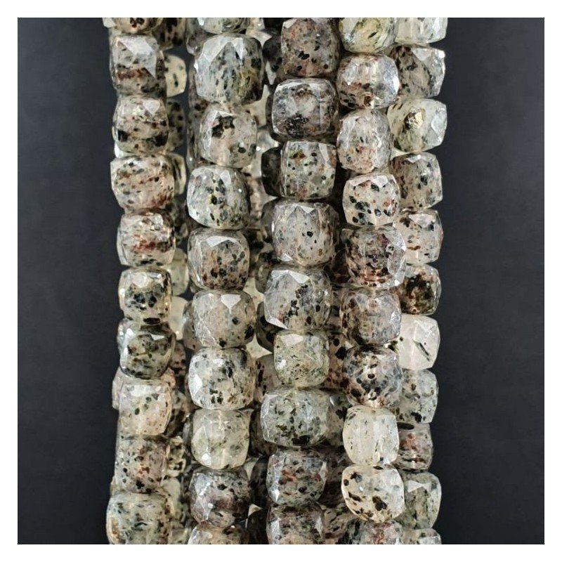 Quarzo Rutilato Tormalinato Naturale Perline Forma Cubetti Sfaccettato a Mano 05-07mm