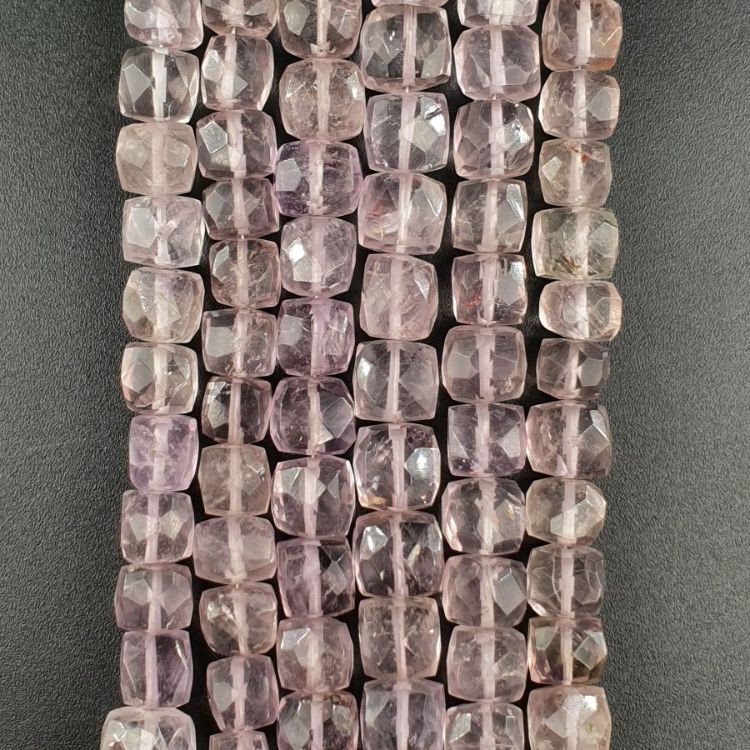 Ametista rosa di francia Naturale Perline Forma Cubetti Sfaccettato a Mano 08mm-09mm