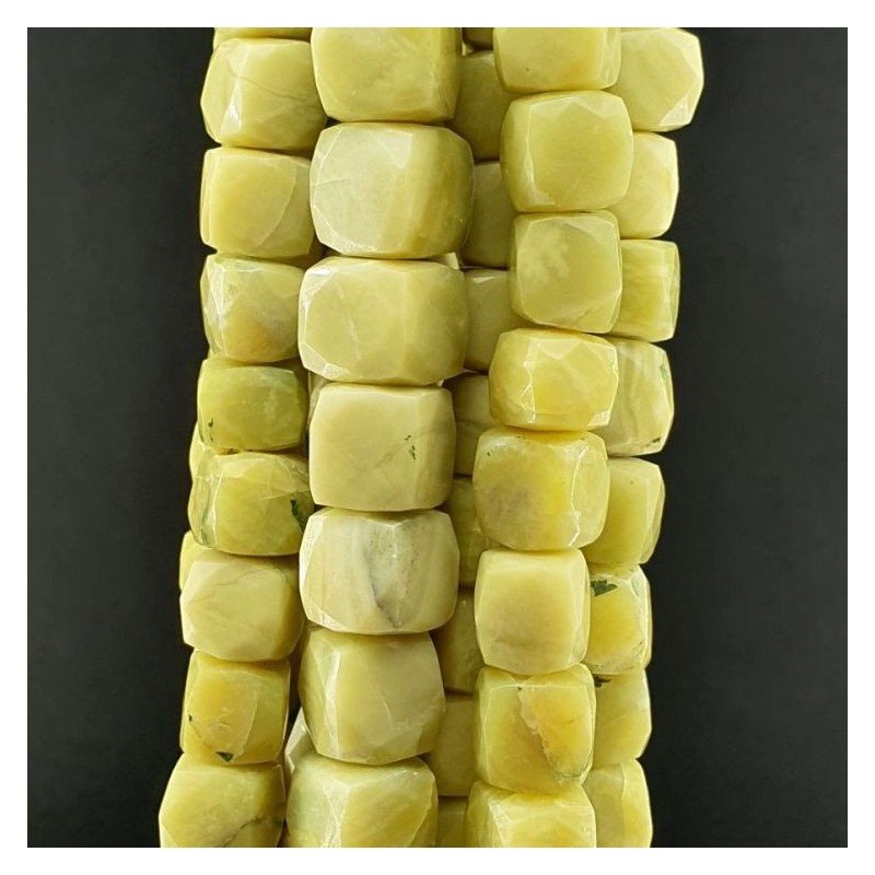 Giada Limone Naturale Perline Forma Cubetti Sfaccettato a Mano 09-12mm