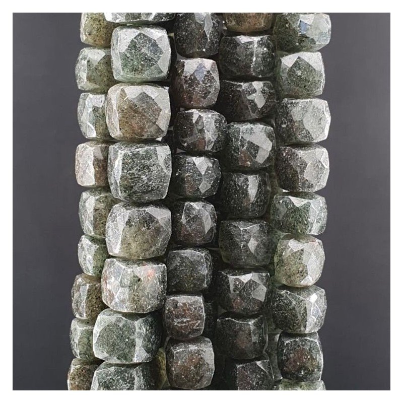Quarzo Grigio Naturale Perline Forma Cubetti Sfaccettato a Mano 09-12mm