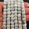 Aulite Bianco Striato Perline Forma Cubetti Sfaccettato a Mano
