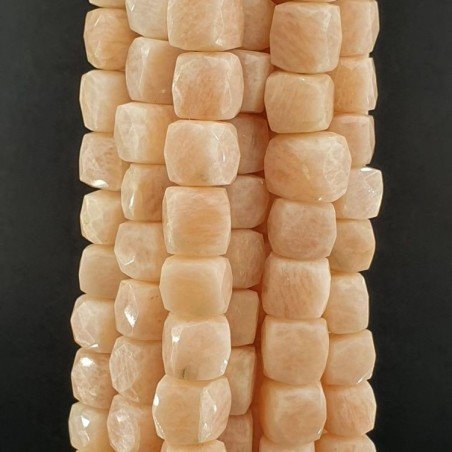 Pietra di Luna Rosa Naturale Perline Forma Cubetti Sfaccettato a Mano 09-12mm