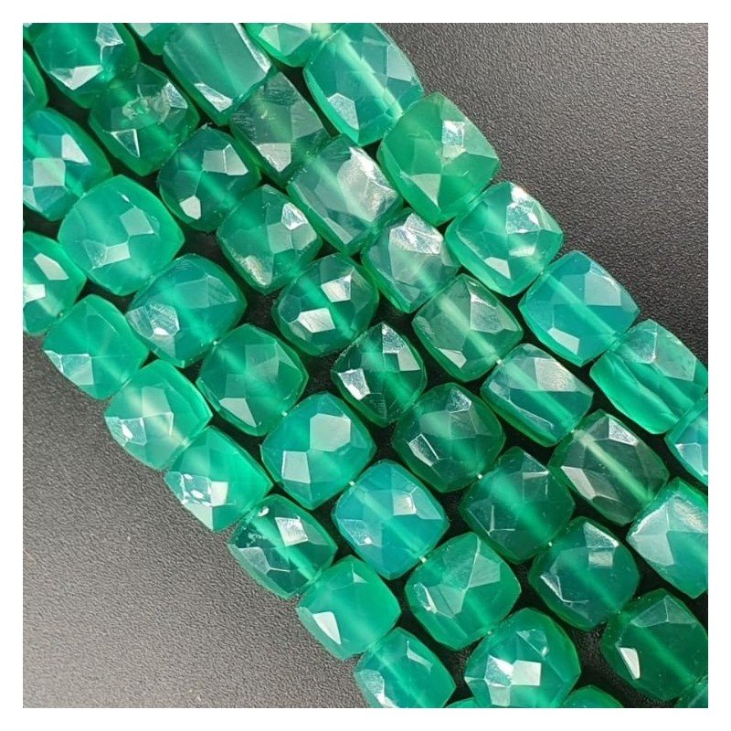 Onice Verde Naturale Perline Forma Cubetti Sfaccettato a Mano 08-10mm