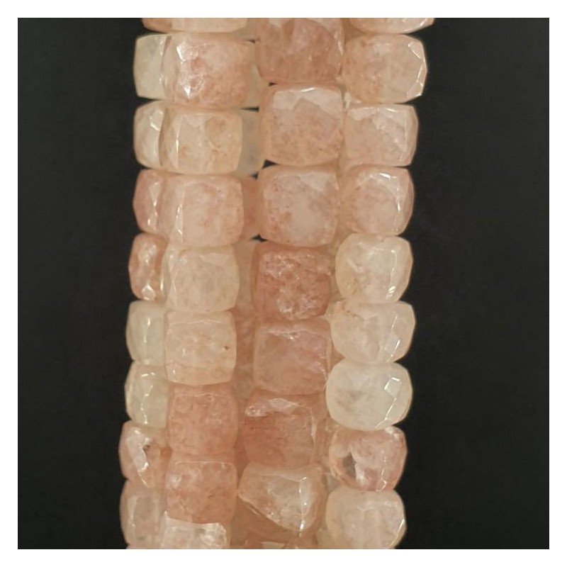 Quarzo Rutilato Rosa Naturale Perline Forma Cubetti Sfaccettato a Mano 06-8mm