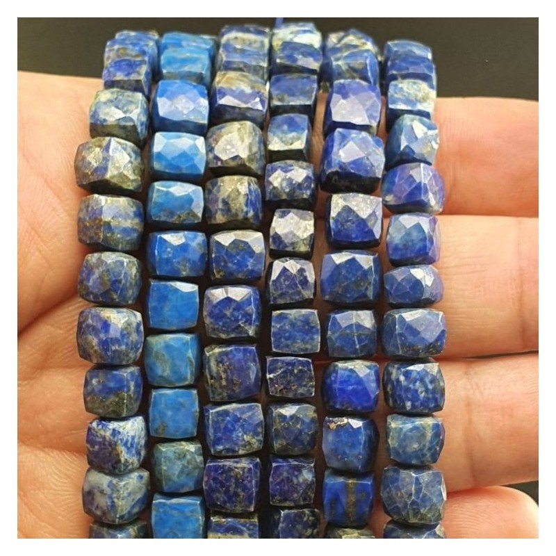 Lapis Lazuli Naturale Perline Forma Cubetti Sfaccettato a Mano 06-09mm