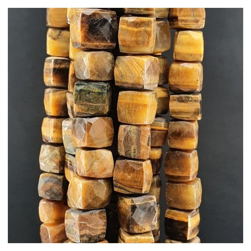 Occhio di Tigre Naturale Perline Forma Cubetti Sfaccettato a Mano 09-10mm