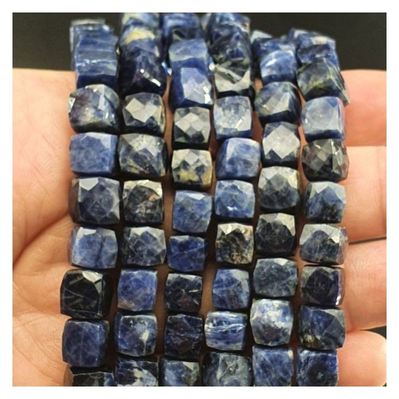 Sodalite Naturale Perline Forma Cubetti Sfaccettato a Mano 09-11mm