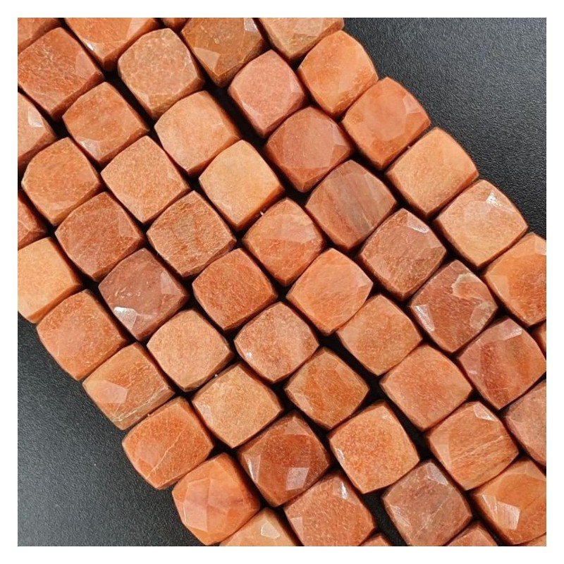 Avventurina Arancia Naturale Perline Forma Cubetti Sfaccettato a Mano 08-10mm