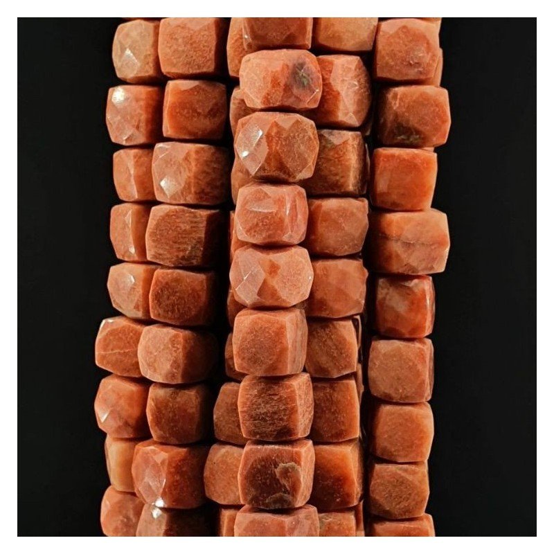 Avventurina Arancia Naturale Perline Forma Cubetti Sfaccettato a Mano 08-10mm