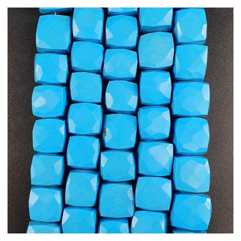 Pasta di Turchese Perline Forma Cubetti Sfaccettato a Mano 08-10mm