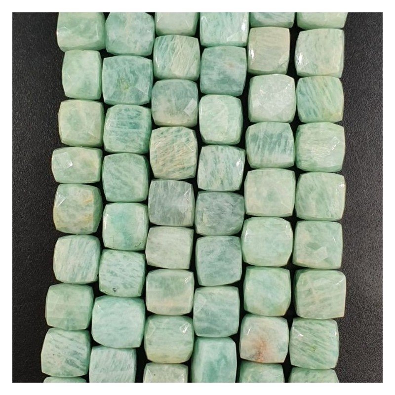 Amazzonite Brasiliana Naturale Perline Forma Cubetti Sfaccettato a Mano 08-10mm