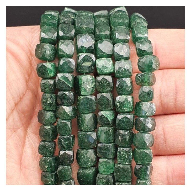 Avventurina Verde Naturale Perline Forma Cubetti Sfaccettato a Mano 08-10mm