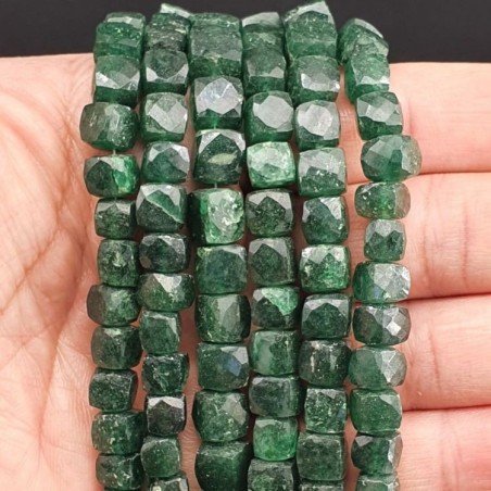 Avventurina Verde Naturale Perline Forma Cubetti Sfaccettato a Mano 08-10mm