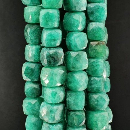 Giada Smeraldo Perline Forma Cubetti Sfaccettato a Mano 07-09mm