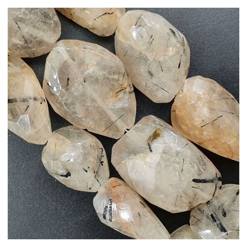Quarzo Rutilato Tormalinato Naturale Sassi Sfaccettato A Mano