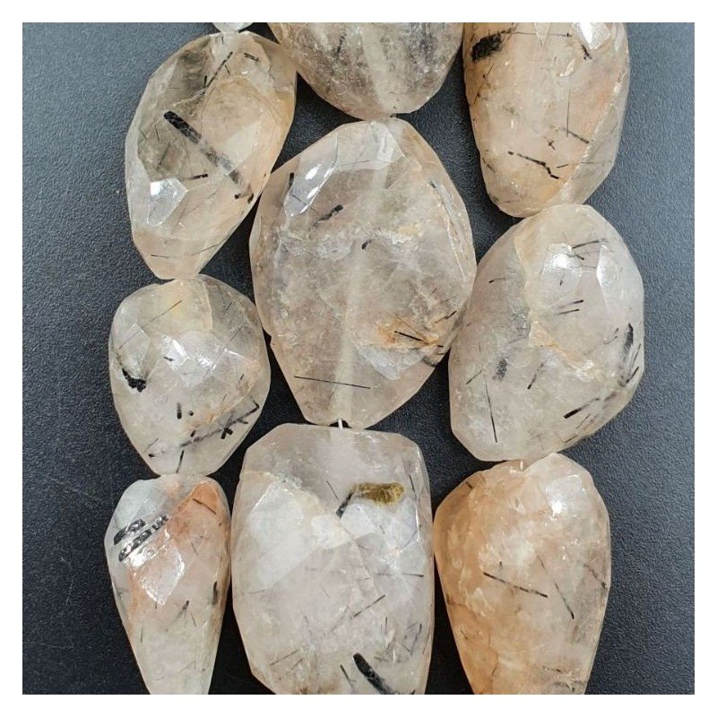 Quarzo Rutilato Tormalinato Naturale Sassi Sfaccettato A Mano