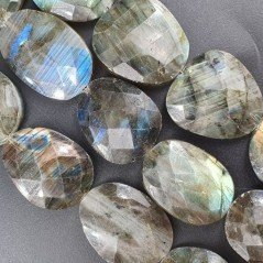 Labradorite (A) Sassi Piatti Briolette Sfaccettati A Mano Bordo Rotondati