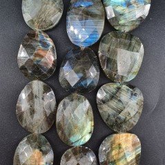 Labradorite (A) Sassi Piatti Briolette Sfaccettati A Mano Bordo Rotondati