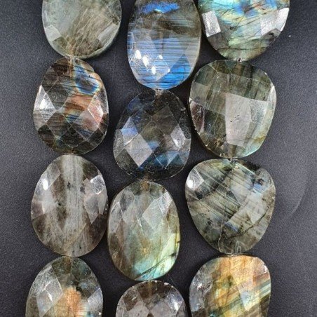 Labradorite (A) Sassi Piatti Briolette Sfaccettati A Mano Bordo Rotondati