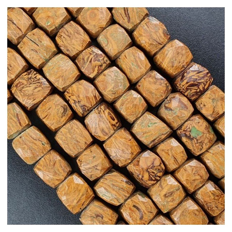 Diaspro CoquinaNaturale Perline Forma Cubetti Sfaccettato a Mano 08-10mm